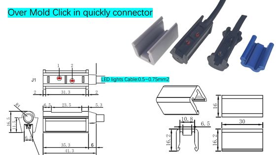 5A-20A Conector sobremoldado de clic con arnés de cableado automotriz con soporte de cable optimizado y luces de despegue de marcador único
