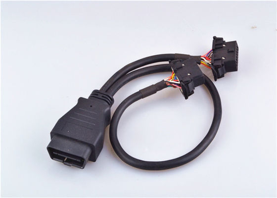 Varón de diagnóstico modificado para requisitos particulares del Pin del cable 16 de Obd Ii a la hembra con el conector que prensa