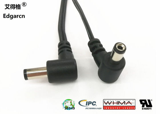 Cable de extensión de alimentación de cd de ángulo recto del arnés de cable industrial de Edgar 5.5 * 2.1mm macho