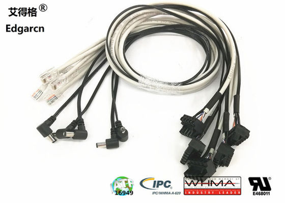 Cable de extensión de alimentación de cd de ángulo recto del arnés de cable industrial de Edgar 5.5 * 2.1mm macho